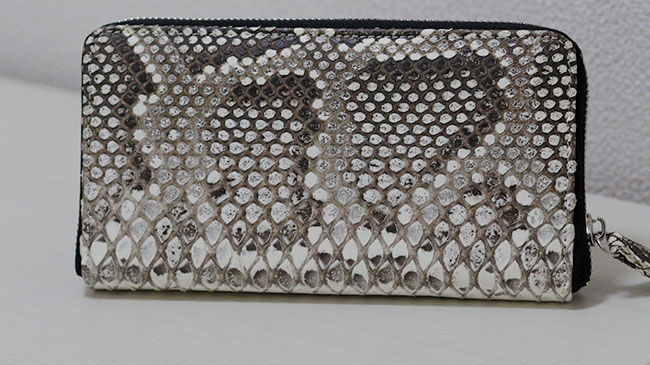 SKSPEX パイソン本革一枚革 ニシキヘビ 長財布